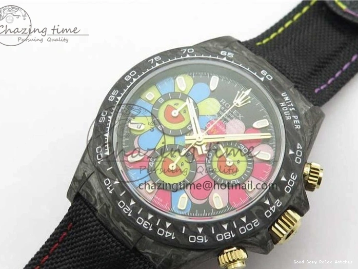 Good Copy Rolex Watches On Edition Carbon Black Strap Diw Dial Pink V Daytona EyeCatching A7750 Best WWF Nylon 2890 0111